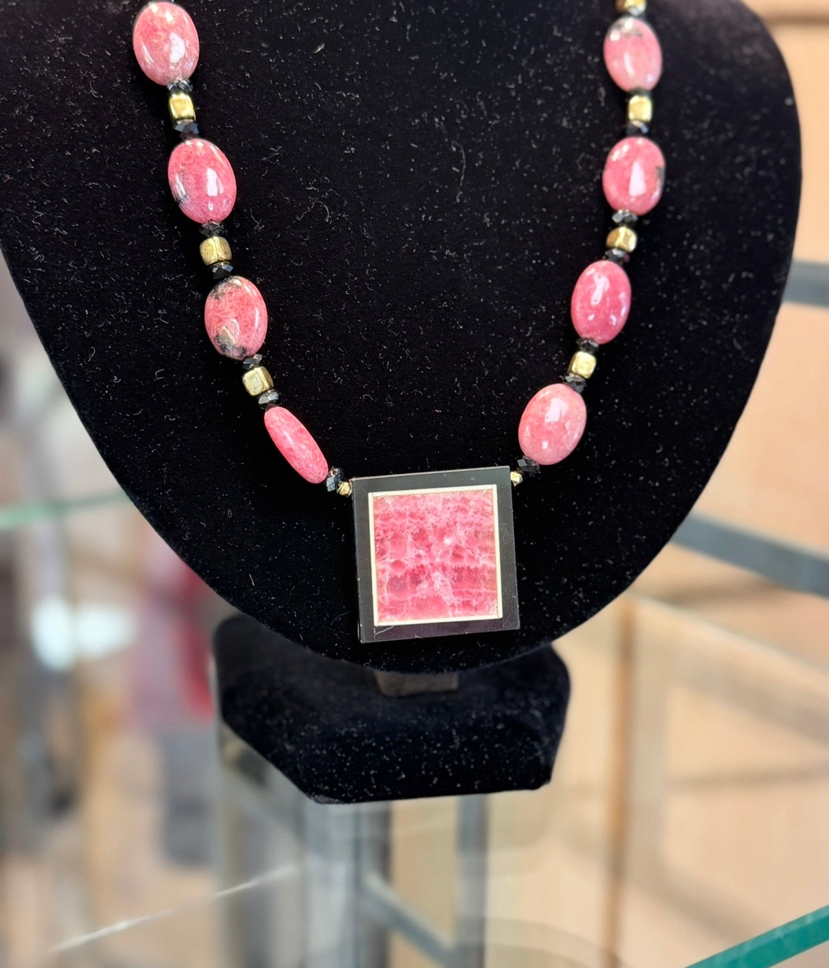 Russian Rhodonite w/ Picture Frame Pendant (LJ582)