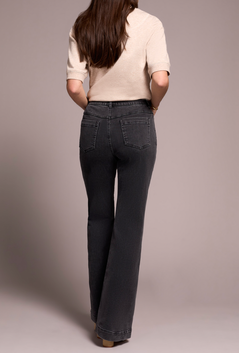 Tribal Charcoal Audrey Pull On Flare Jean