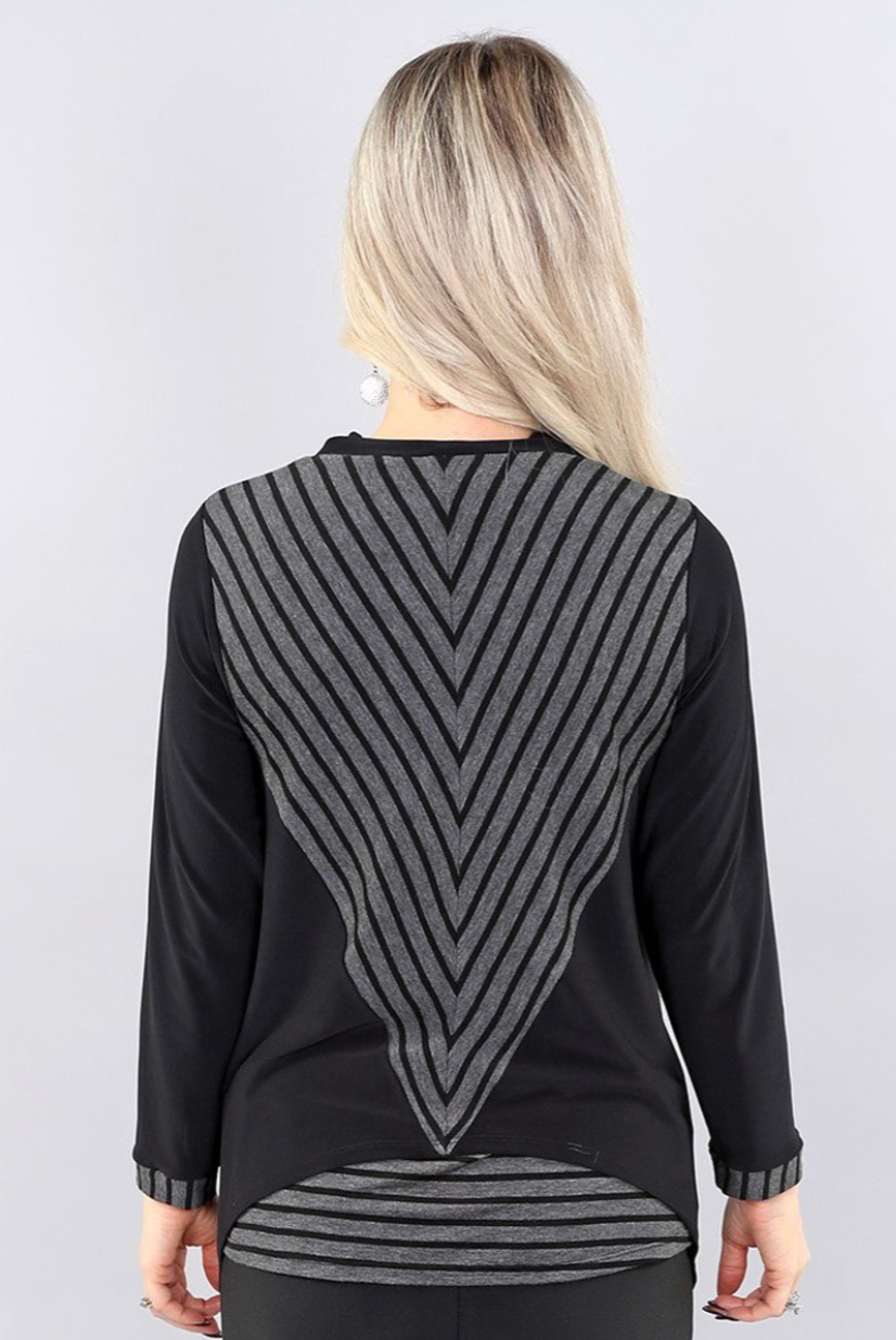 Michael Tyler Charcoal Long Sleeve Cowl Neck Top