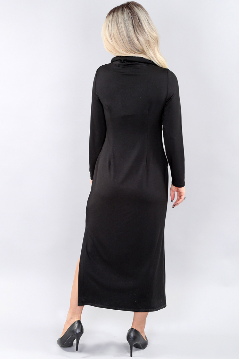 Michael Tyler Black Long Sleeve Maxi Dress With Pockets