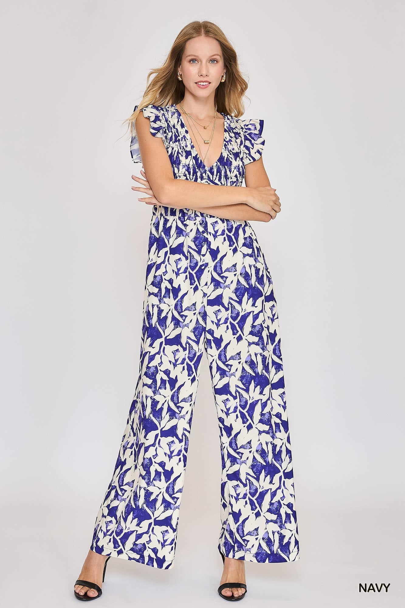 Umgee Floral Blue Pantsuit