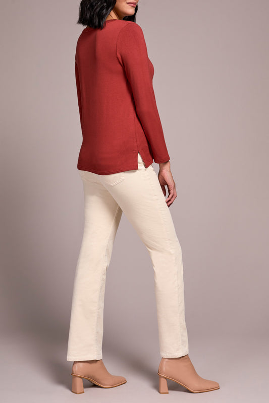 Toffee Scoop Neck Knit Top