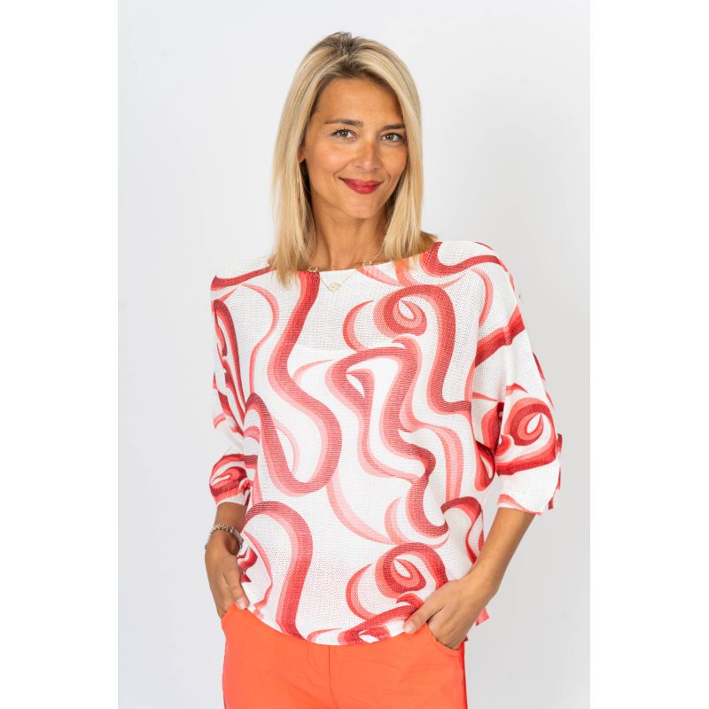 Abstract 3/4 Sleeves Batwing Sweater