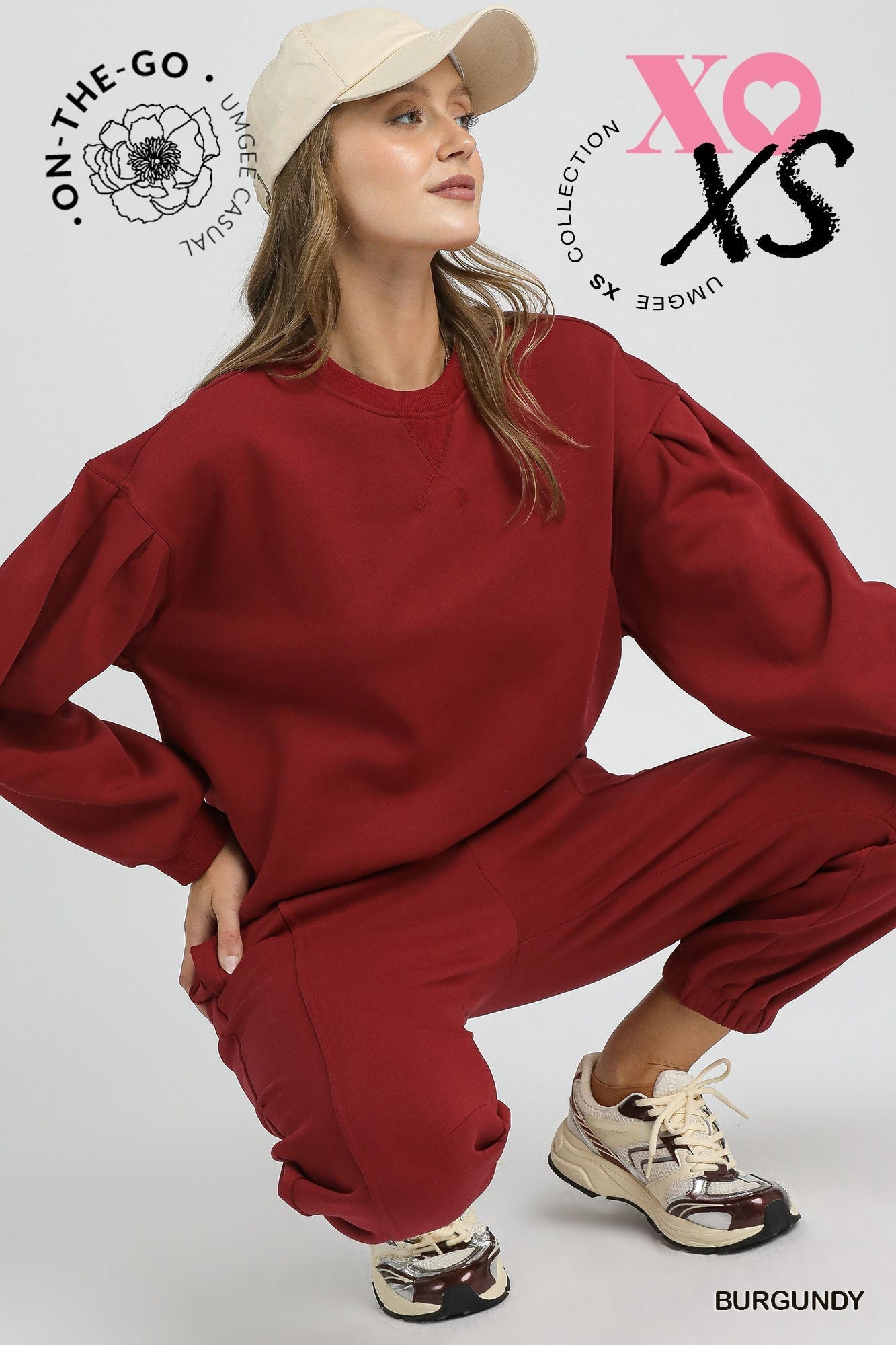 Umgee Burgundy Fleece Pull Over Top