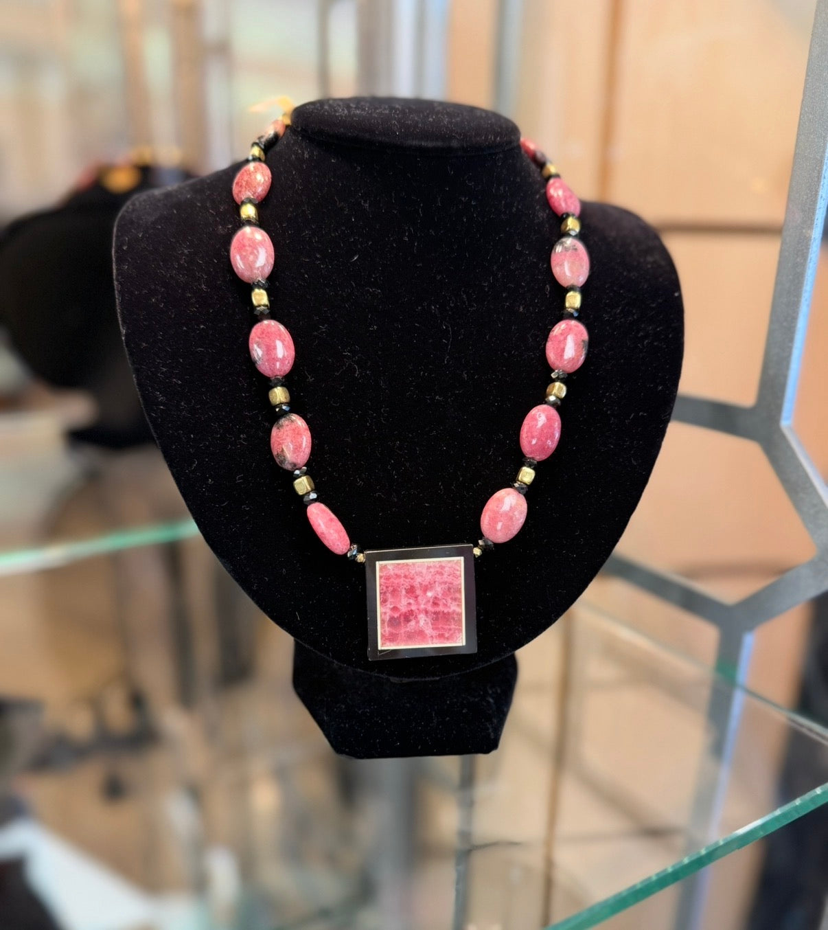 Russian Rhodonite w/ Picture Frame Pendant (LJ582)