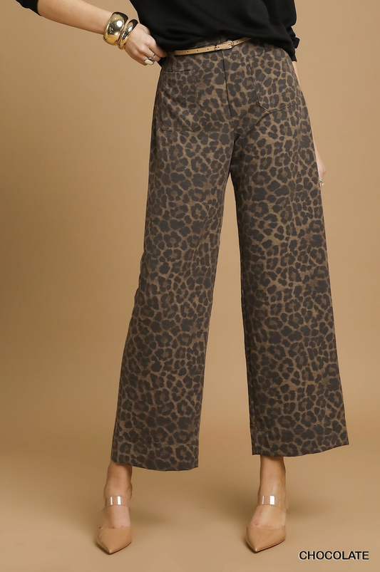 Animal Print Wide Leg Pants