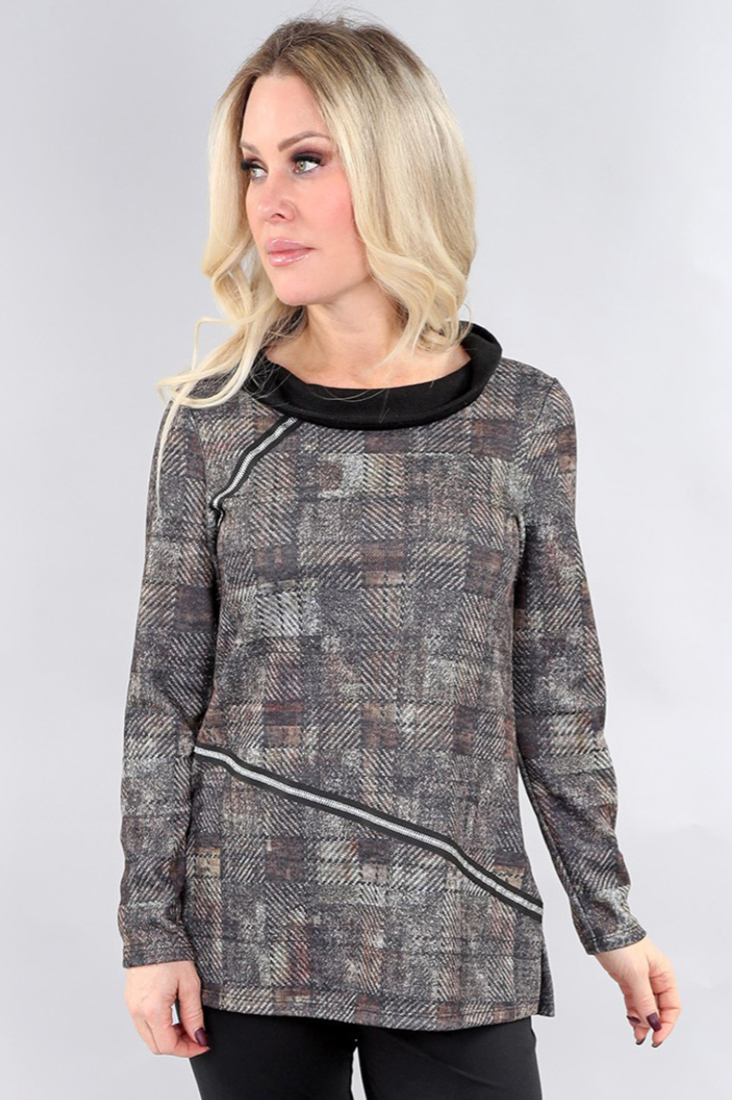 Michael Tyler Multi Print Scoop Collar Shirt