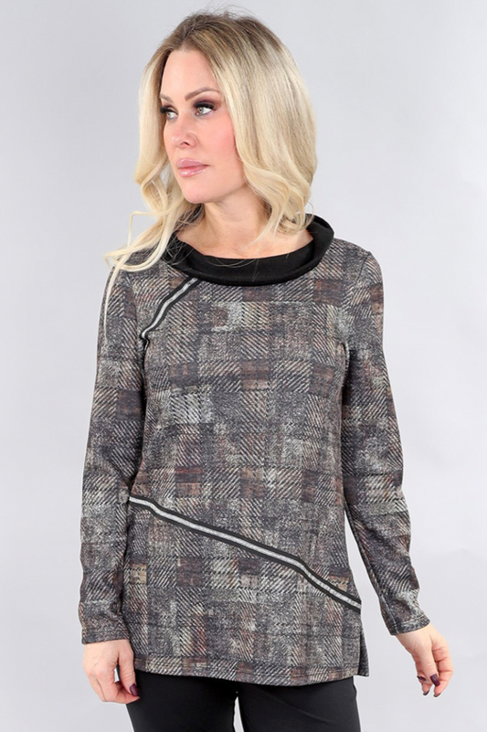 Michael Tyler Multi Print Scoop Collar Shirt