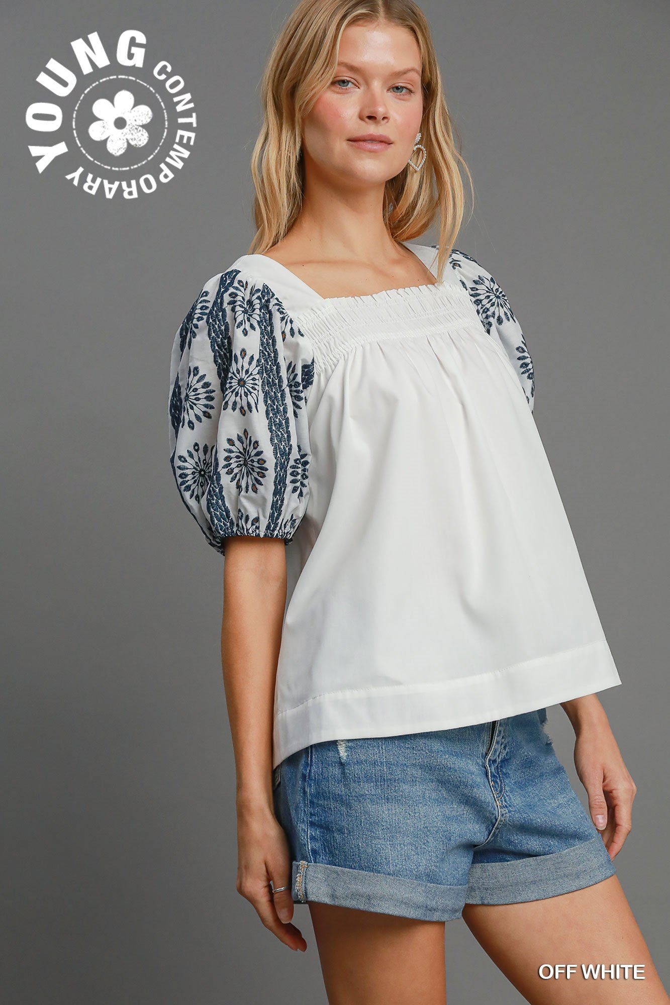 Umgee Off White Puffy Sleeve Top