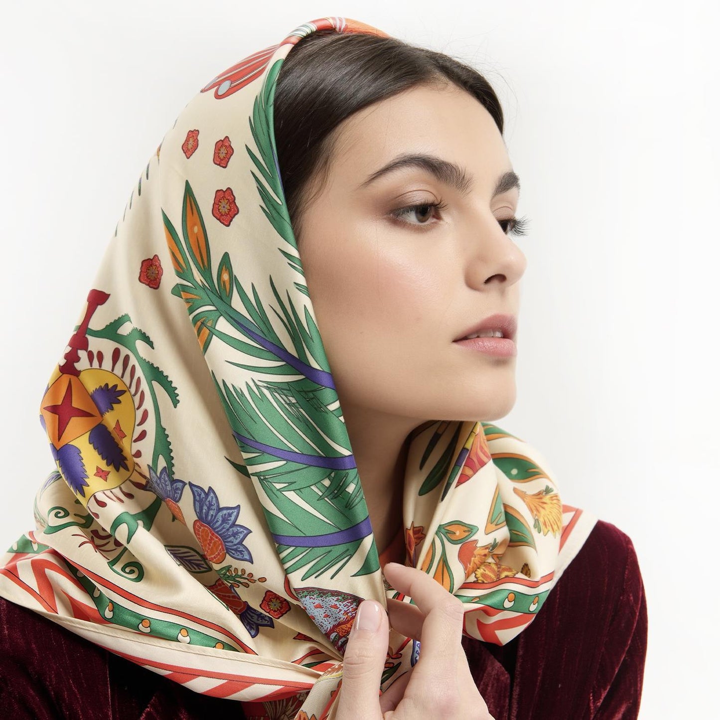 Magic India Beige Square Scarf