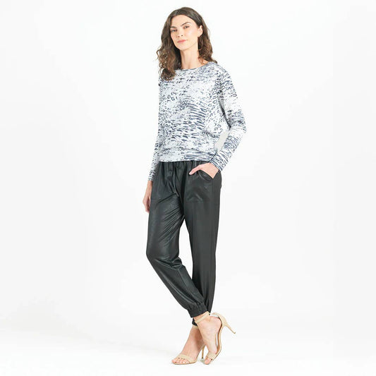 Cozy Shimmer Texture - Dolman Sleeve Sweater Top