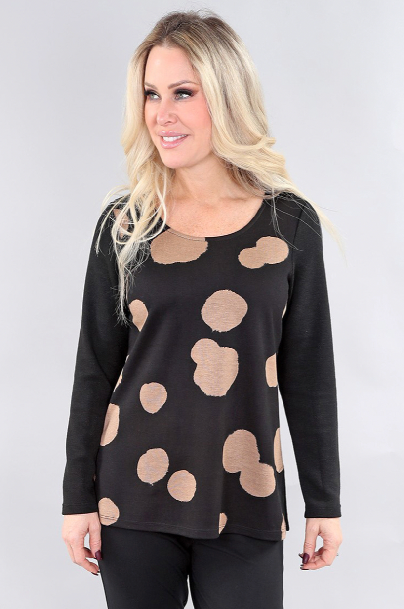 Michael Tyler Beige Dot Top
