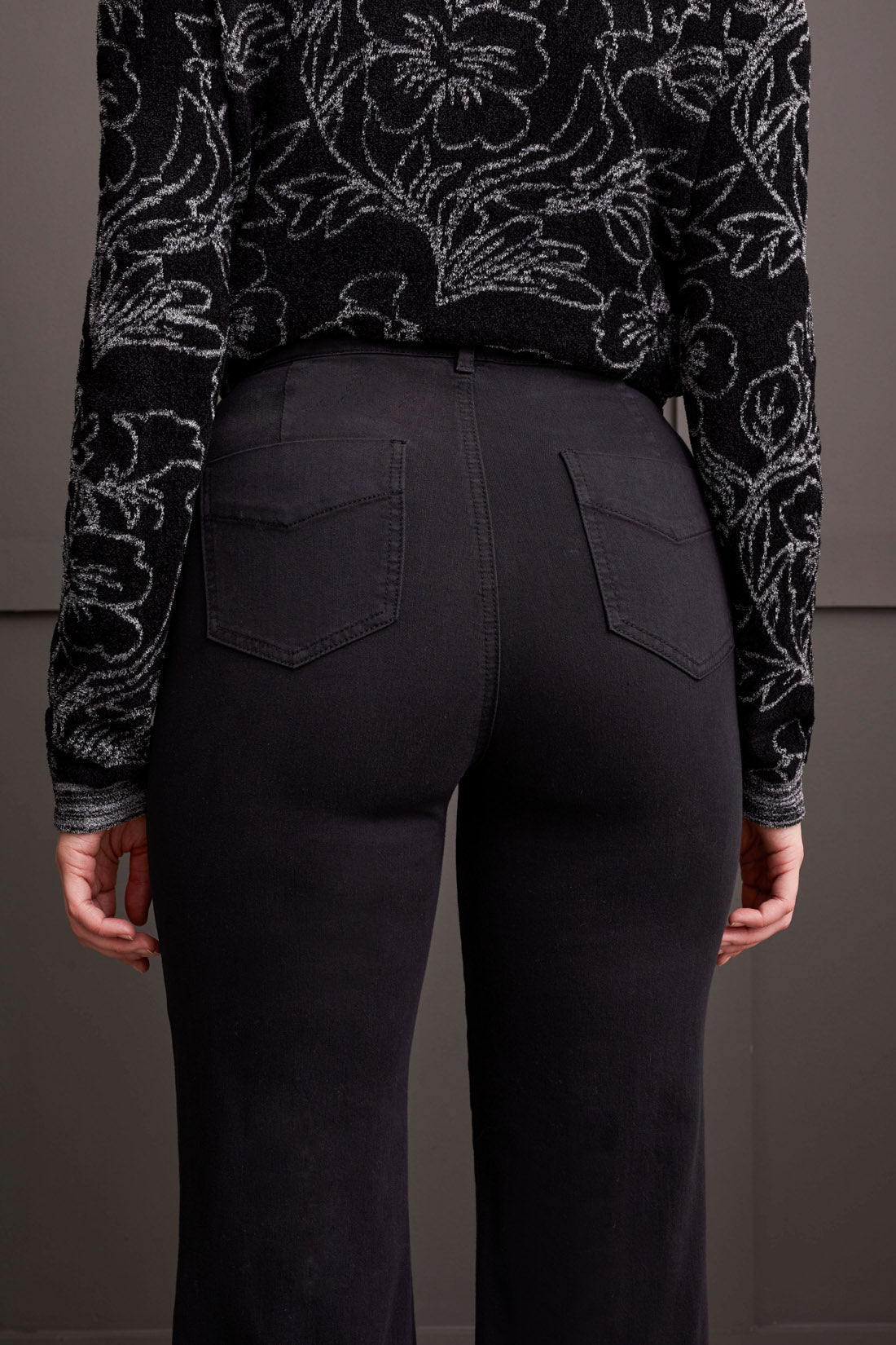 Black Comfort Stretch Wide Leg Pants