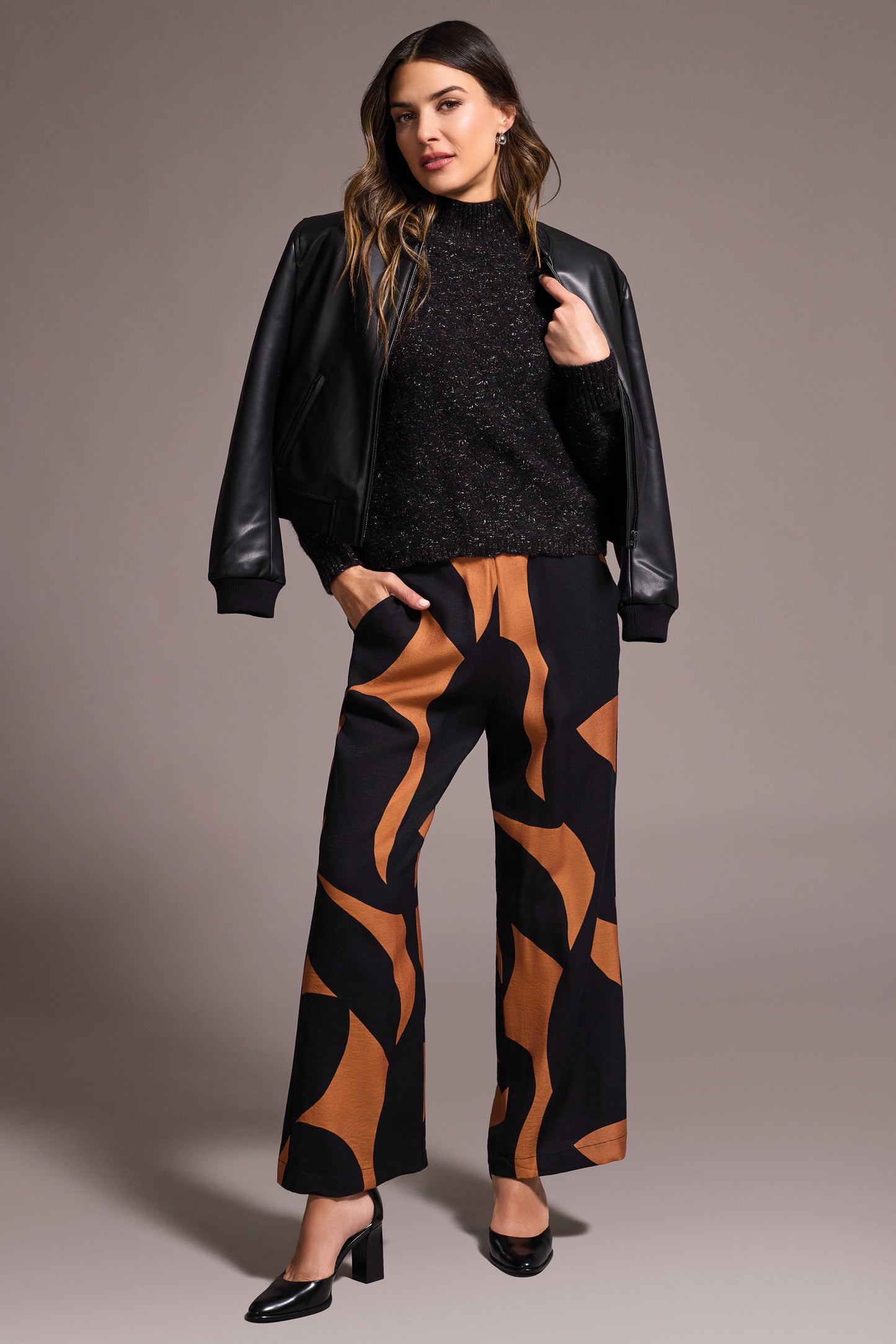 Black Zipped Front Cropped Bomber Jacket