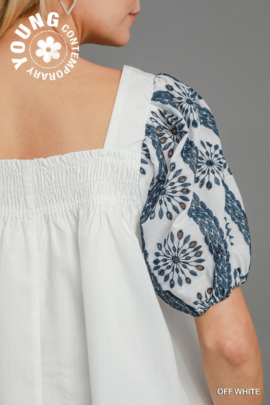 Umgee Off White Puffy Sleeve Top