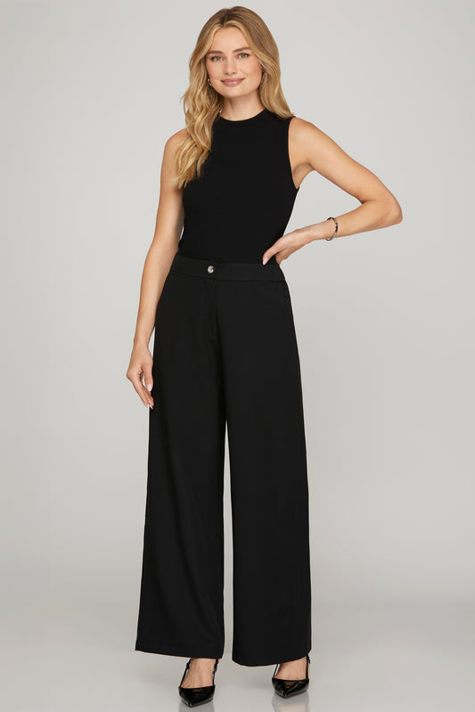 Woven Pants With Elastic Waist Band