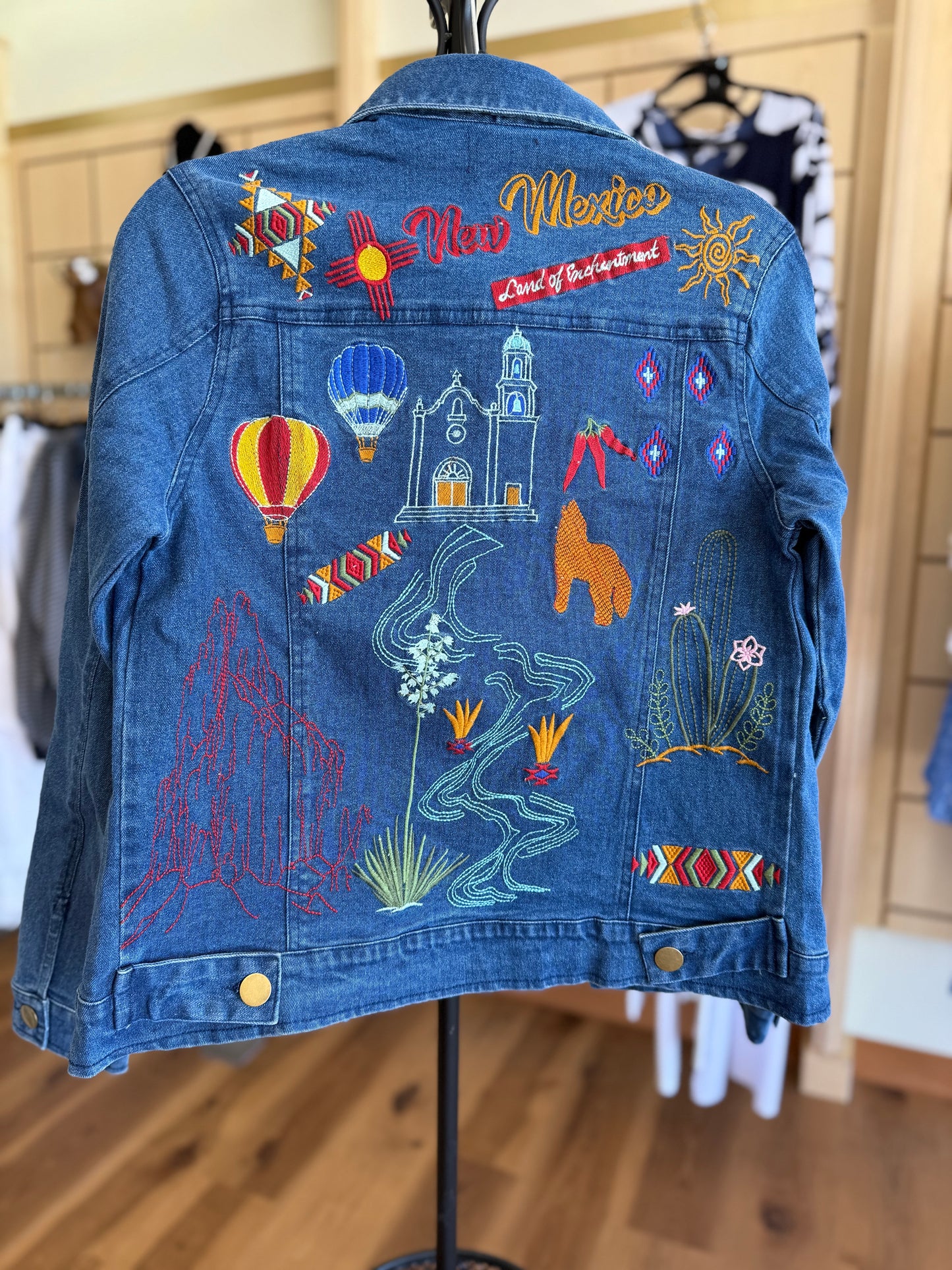 Custom New Mexico Embroidered Jean Jacket