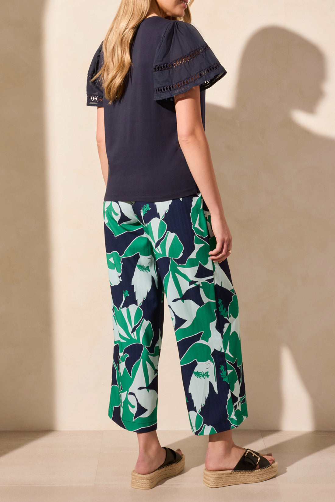 Tribal Navy Flutter Sleeve Top