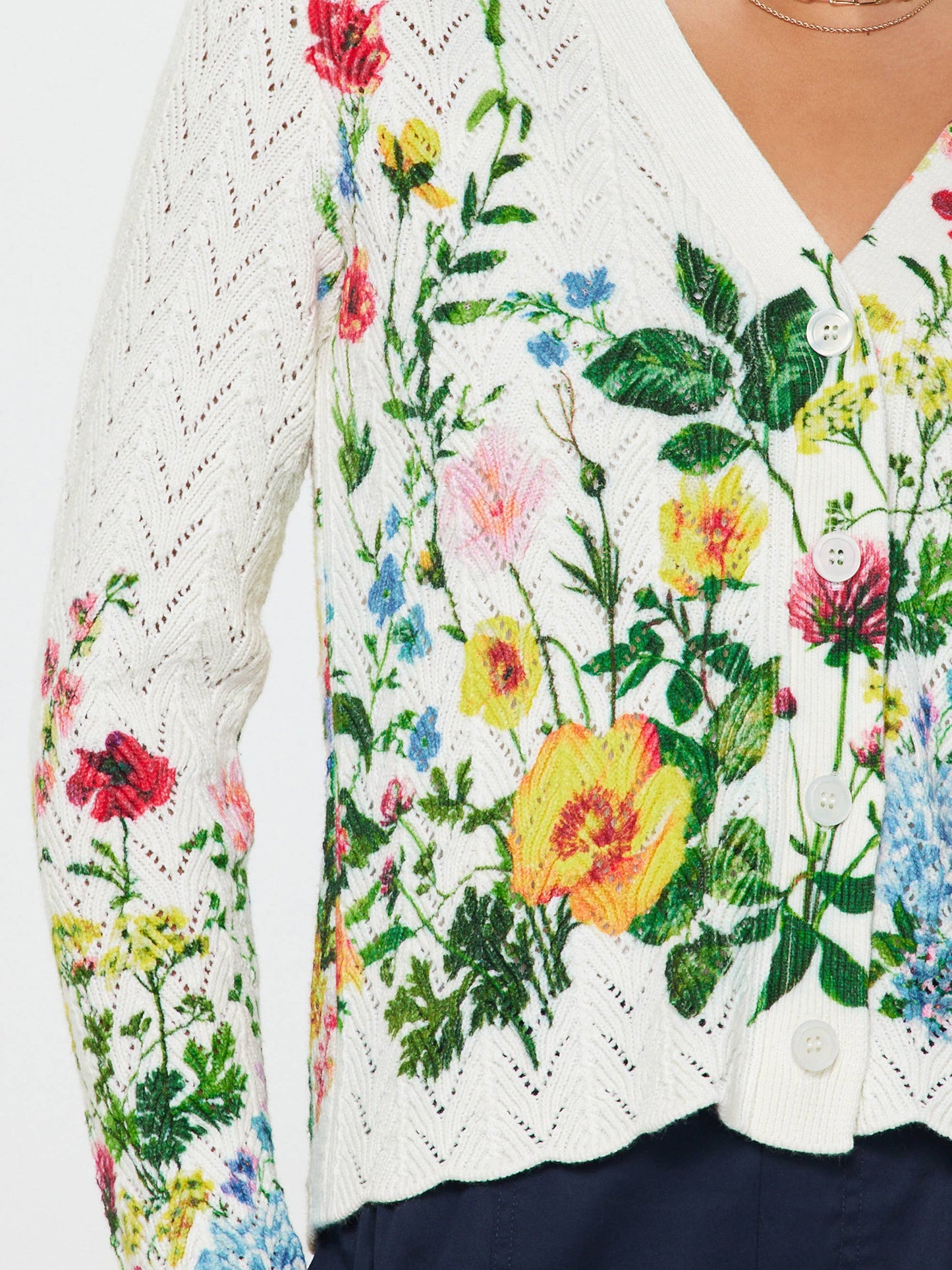 Floral Print Scalloped Cardigan