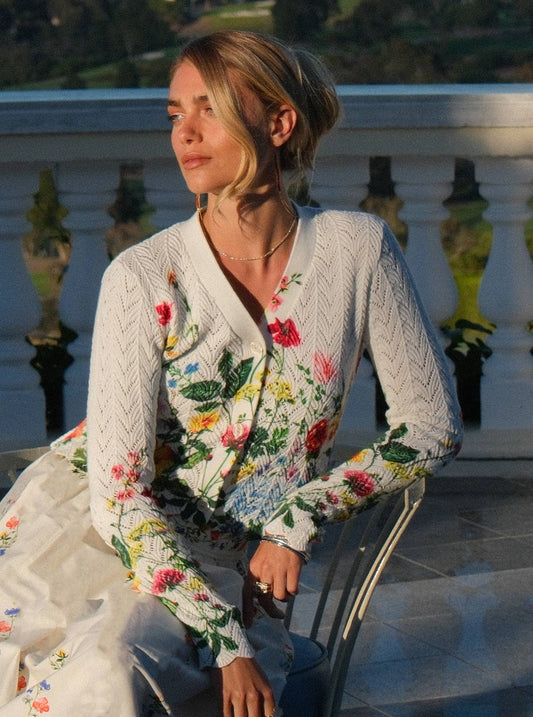 Floral Print Scalloped Cardigan