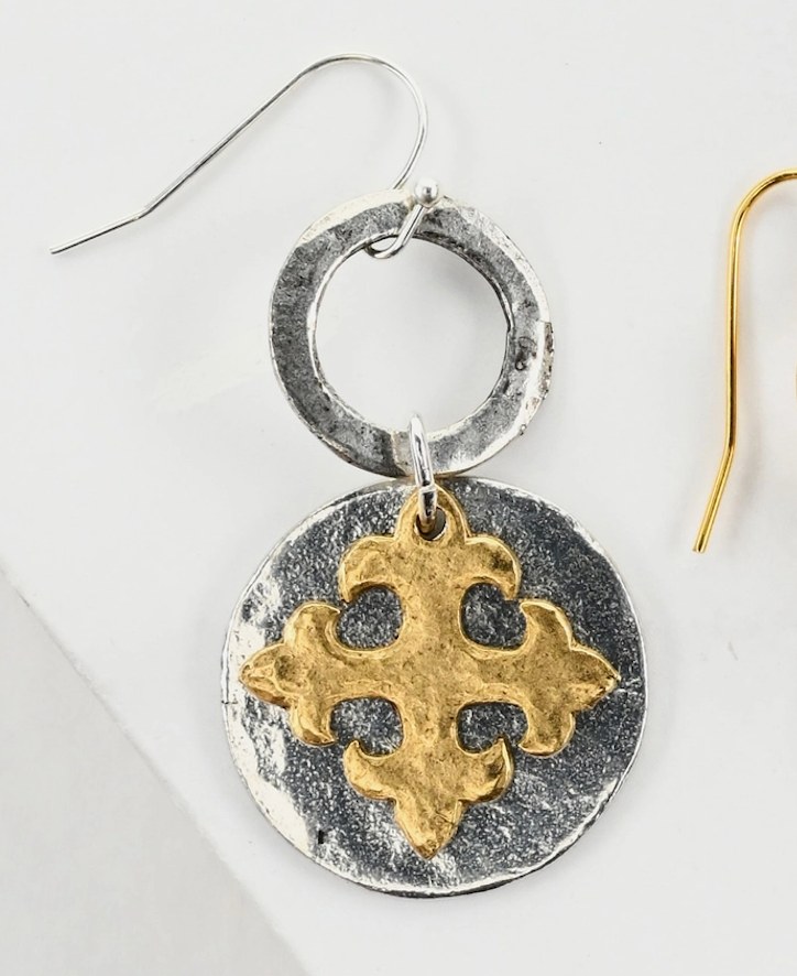 Layered Maltese Cross Earring
