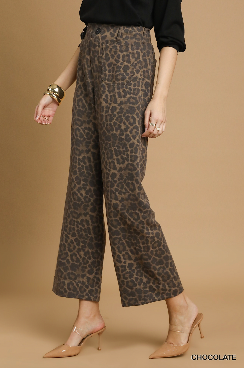 Animal Print Wide Leg Pants