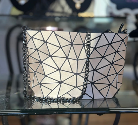 Matte Gold Slanted Square Geo Clutch