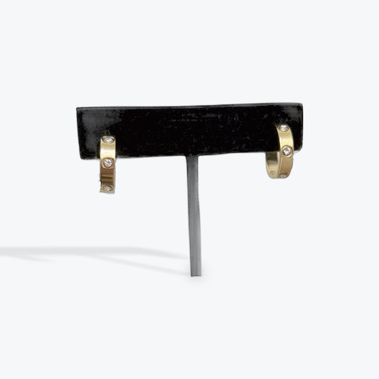 DX Collection Gold Mini Hoop Earrings with Crystal Studs