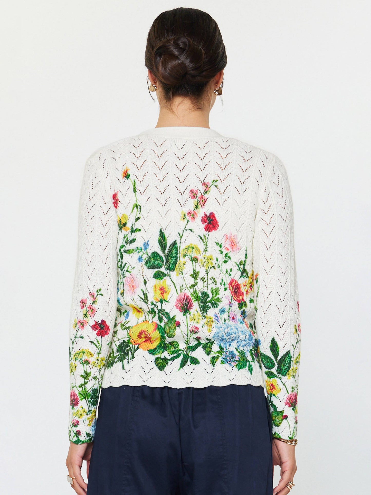 Floral Print Scalloped Cardigan