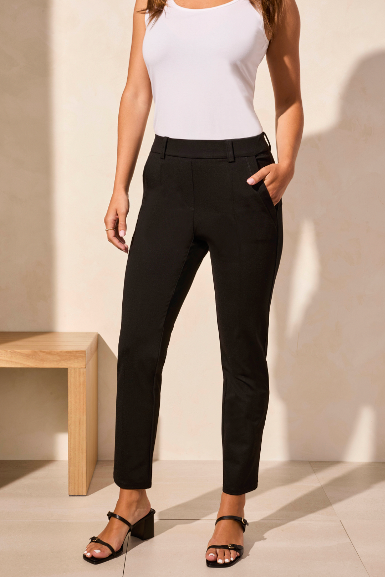 Tribal Black Pull On Ankle Pant