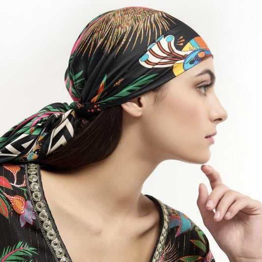 Magic India Black Square Scarf