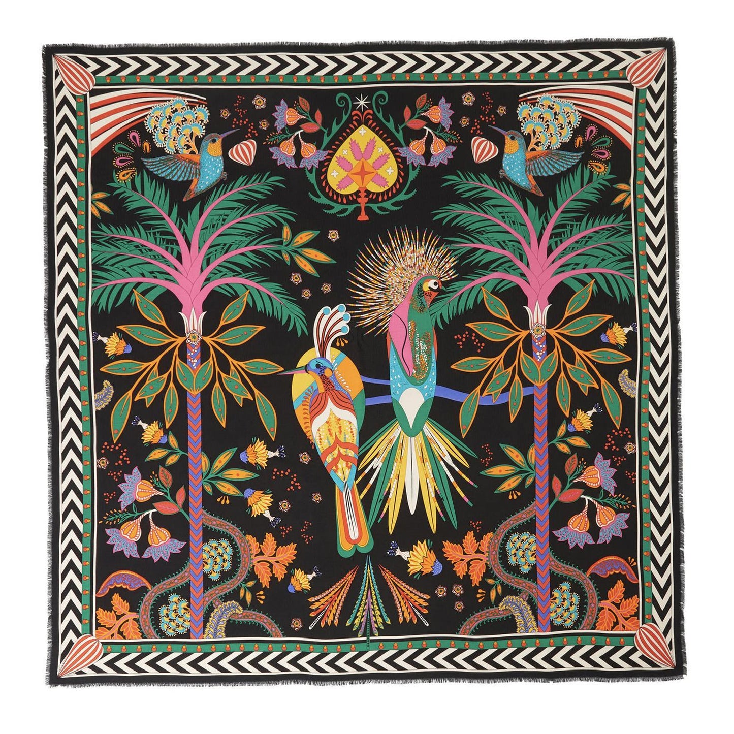 Magic India Black Square Scarf