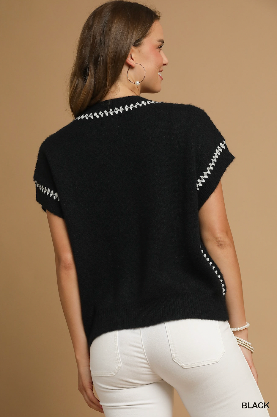 Black Knit Sleeveless Sweater Top