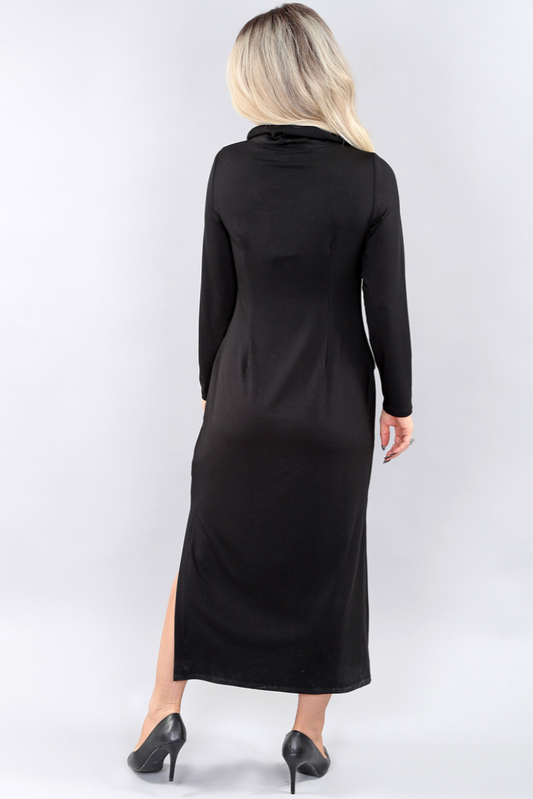Michael Tyler Black Long Sleeve Maxi Dress With Pockets
