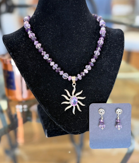 Amethyst w/ Sun Amethyst Pendant (LJ81)