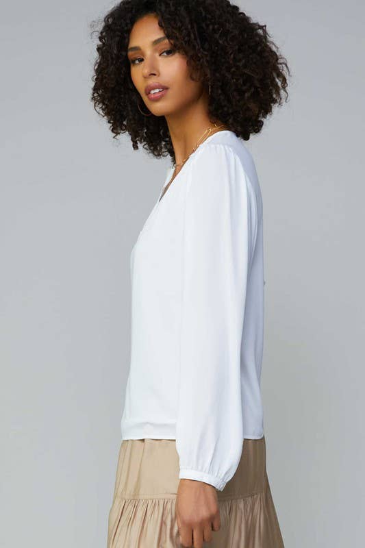 V-neck Lace Trim Blouse