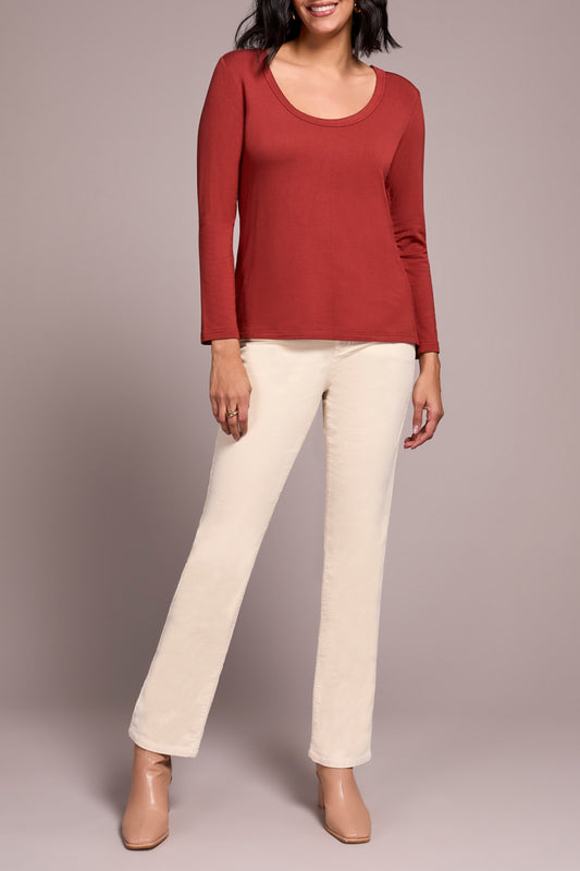 Toffee Scoop Neck Knit Top