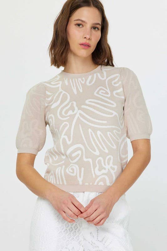 Abstract Pattern Knit Top