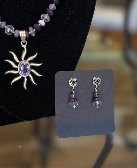 Amethyst Earrings on s/s Post (LJ123)