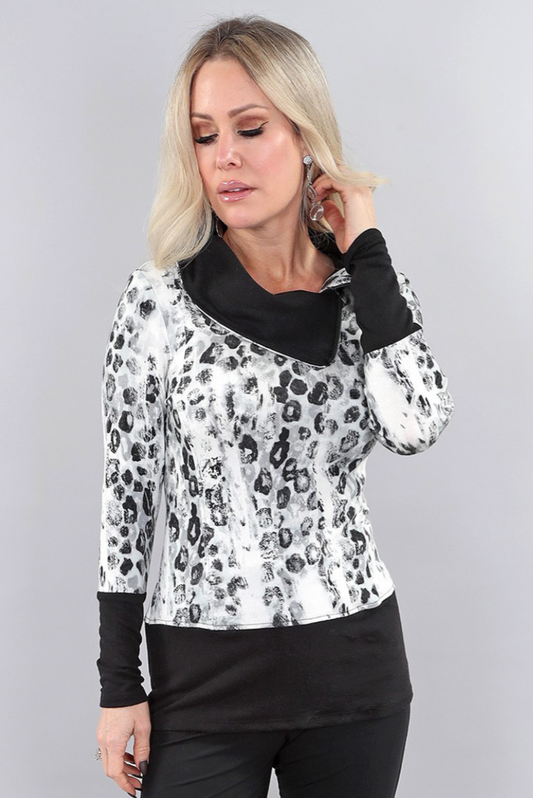 Grey Long Sleeve Zipper Collar Top