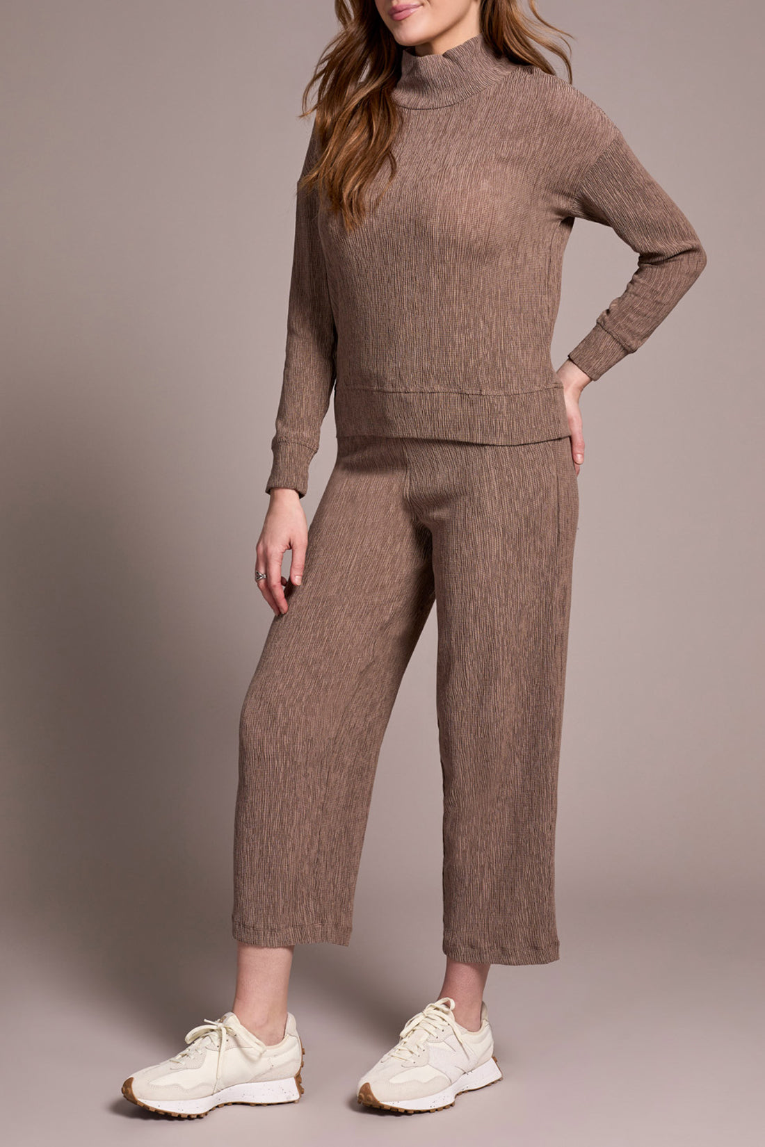 L/S Mock Neck Top - Fossil