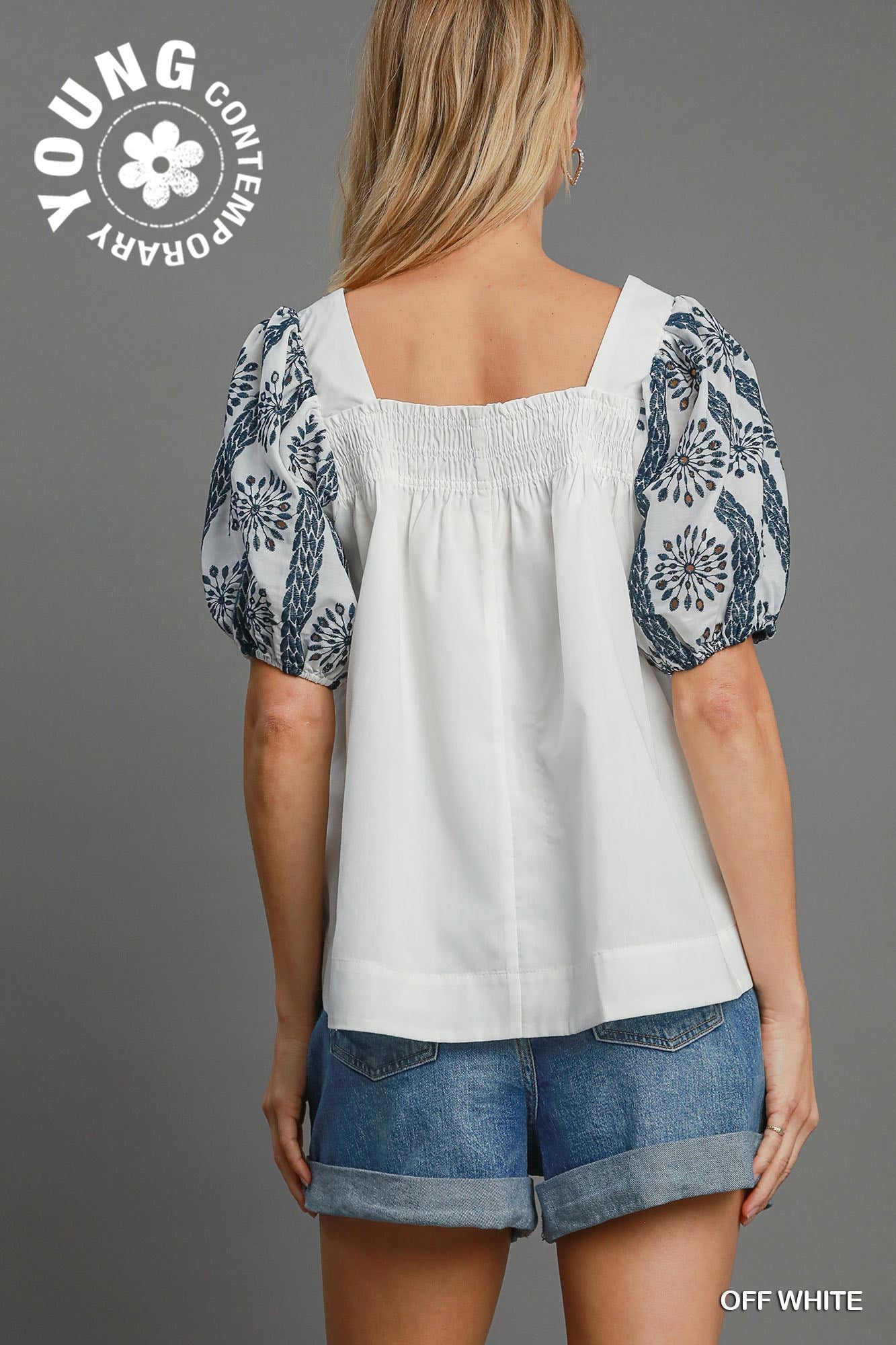 Umgee Off White Puffy Sleeve Top