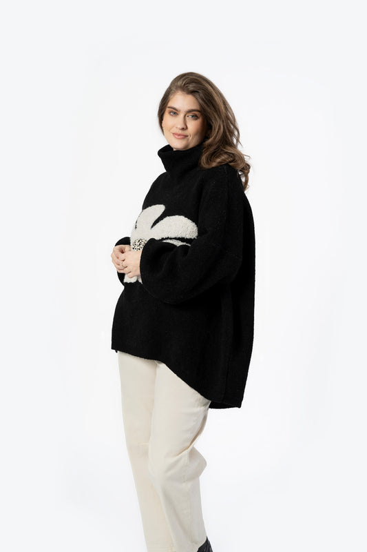 Floral Turtleneck Sweater