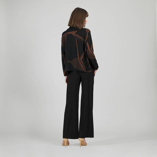 Tipped Hem Sweater Top Linear Geo