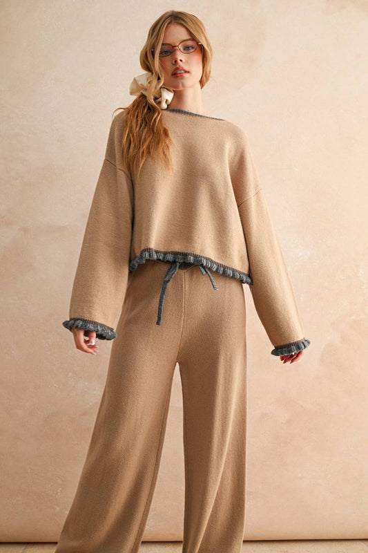 Ruffled Hem Detail Knit Top