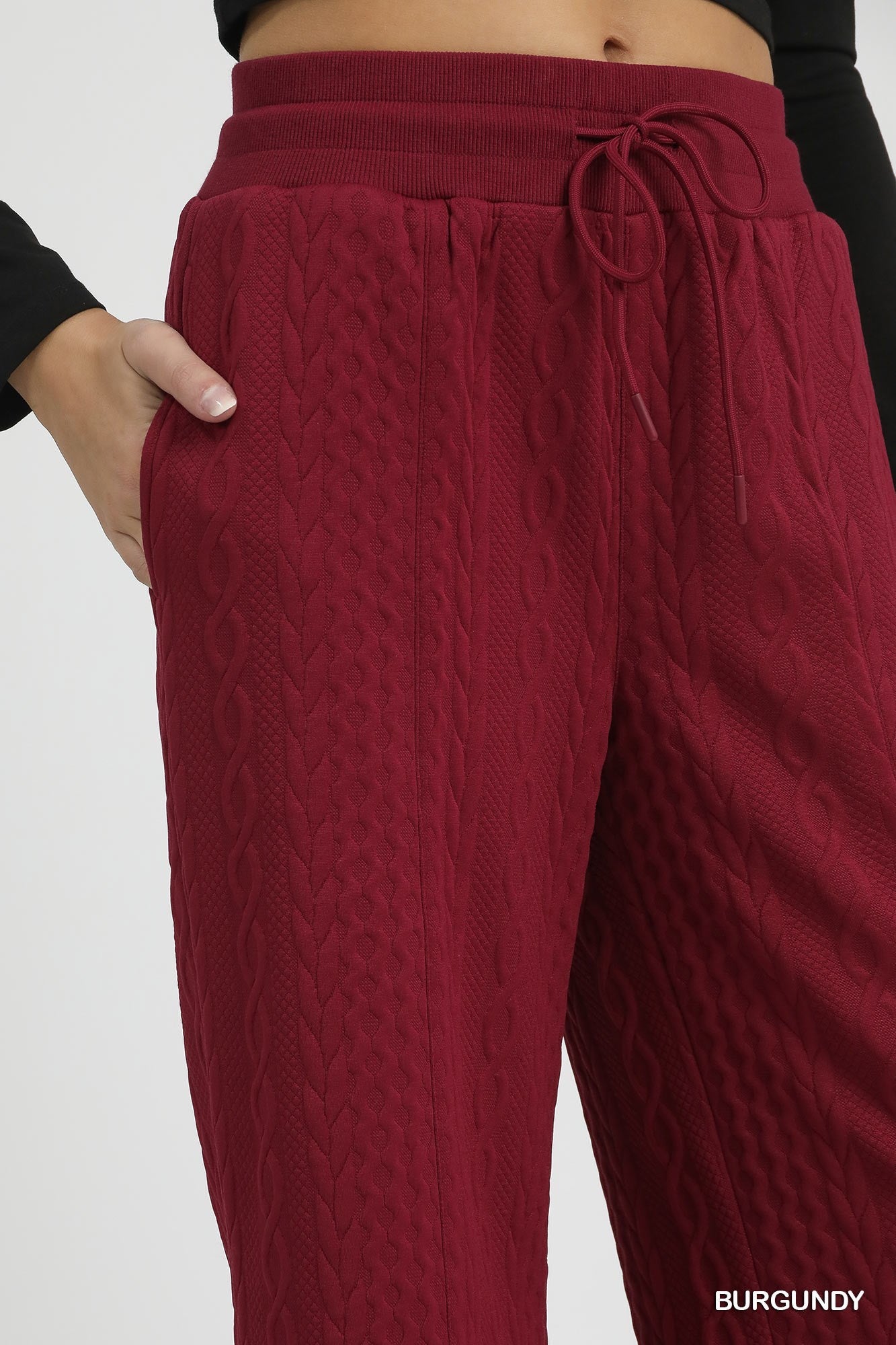 Cable Knit Textured Wide Leg Pants