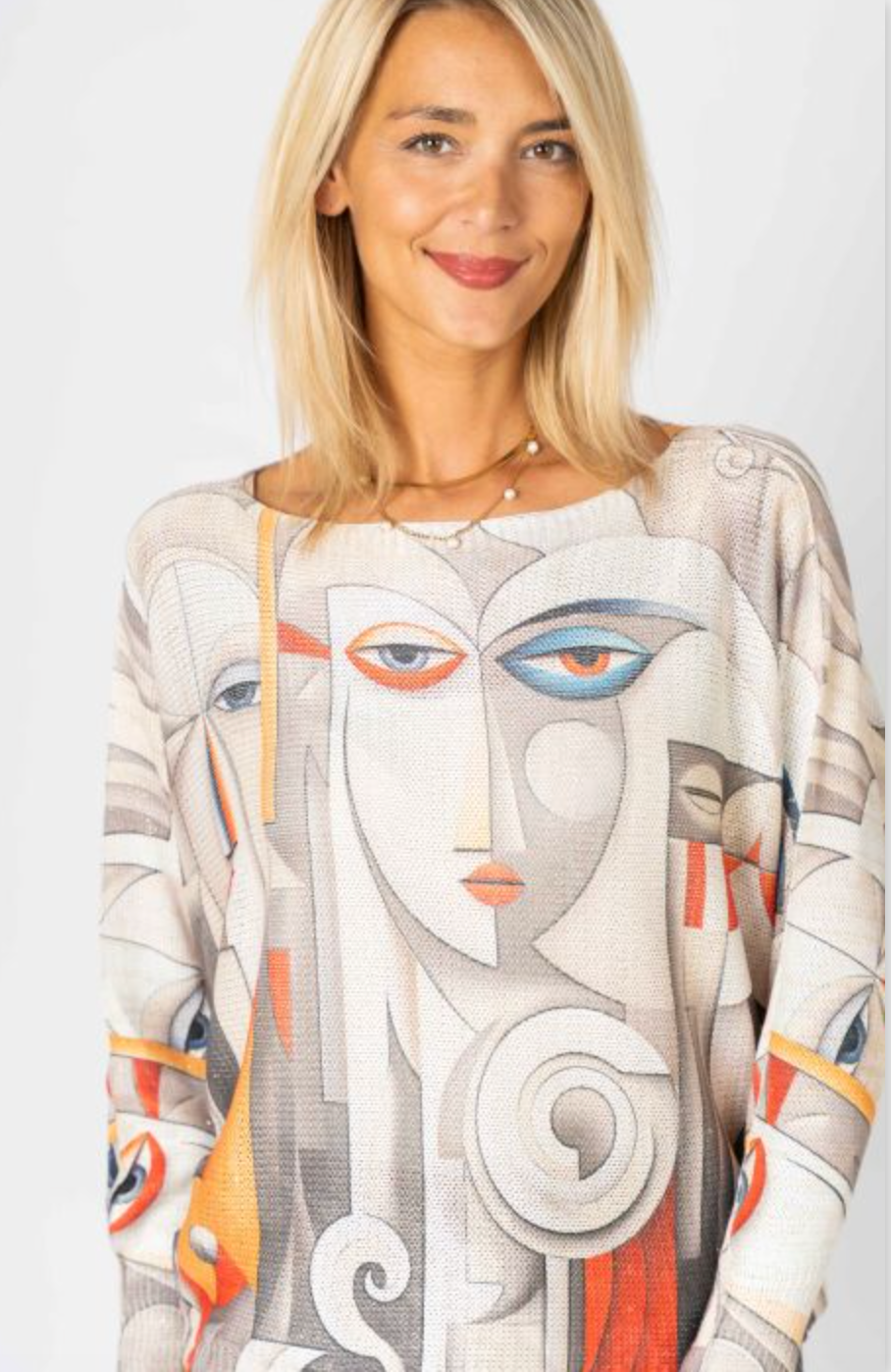 "Pic" Printed Batwing Sweater