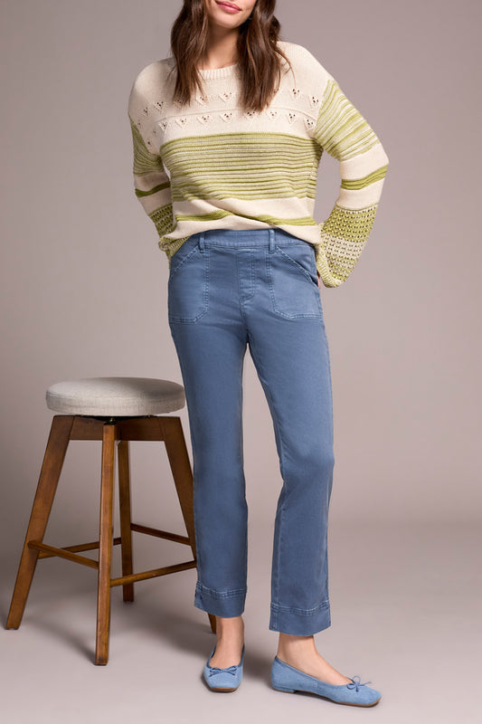 Slate Blue Pull on Ankle Pant