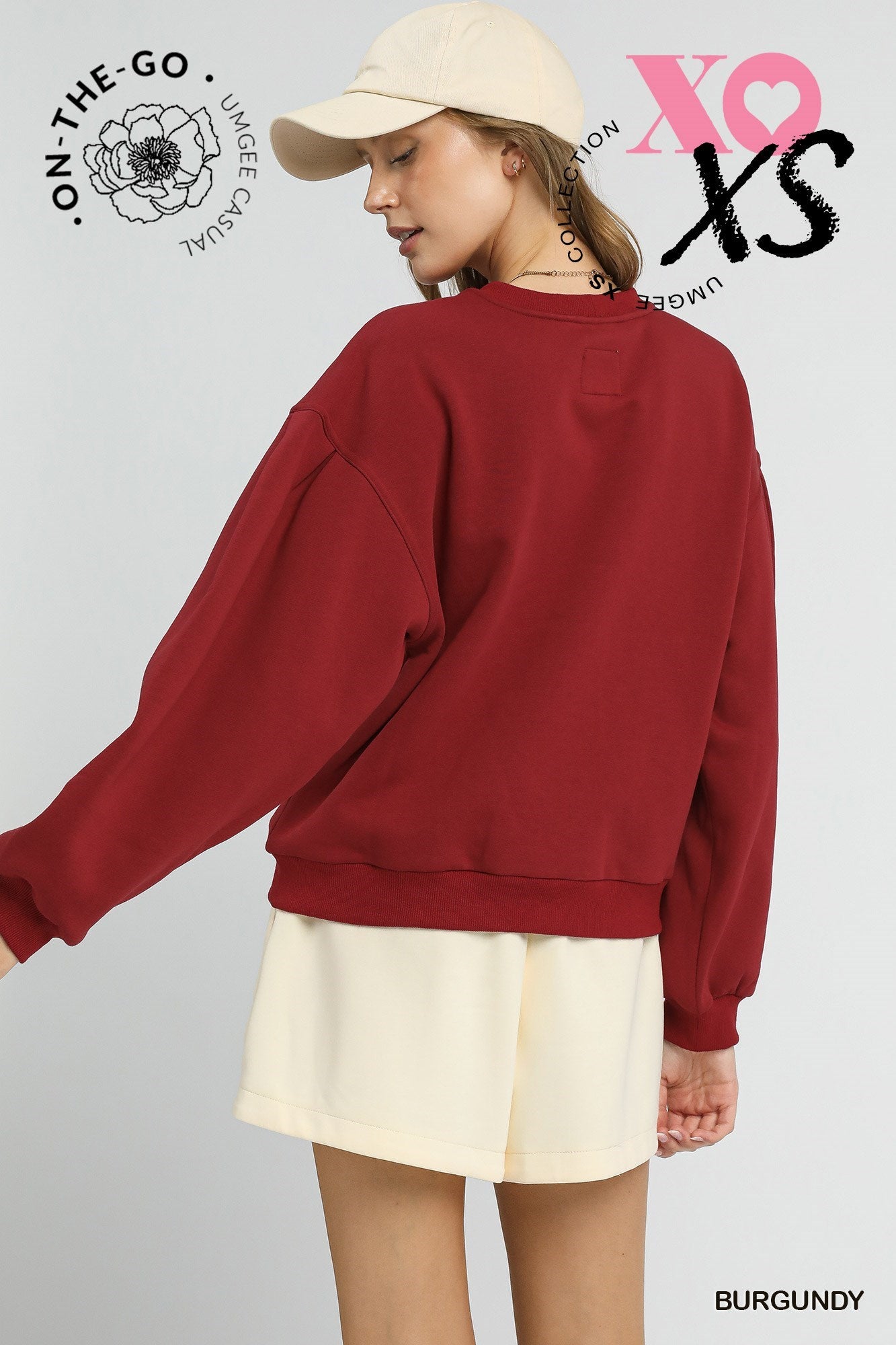 Umgee Burgundy Fleece Pull Over Top