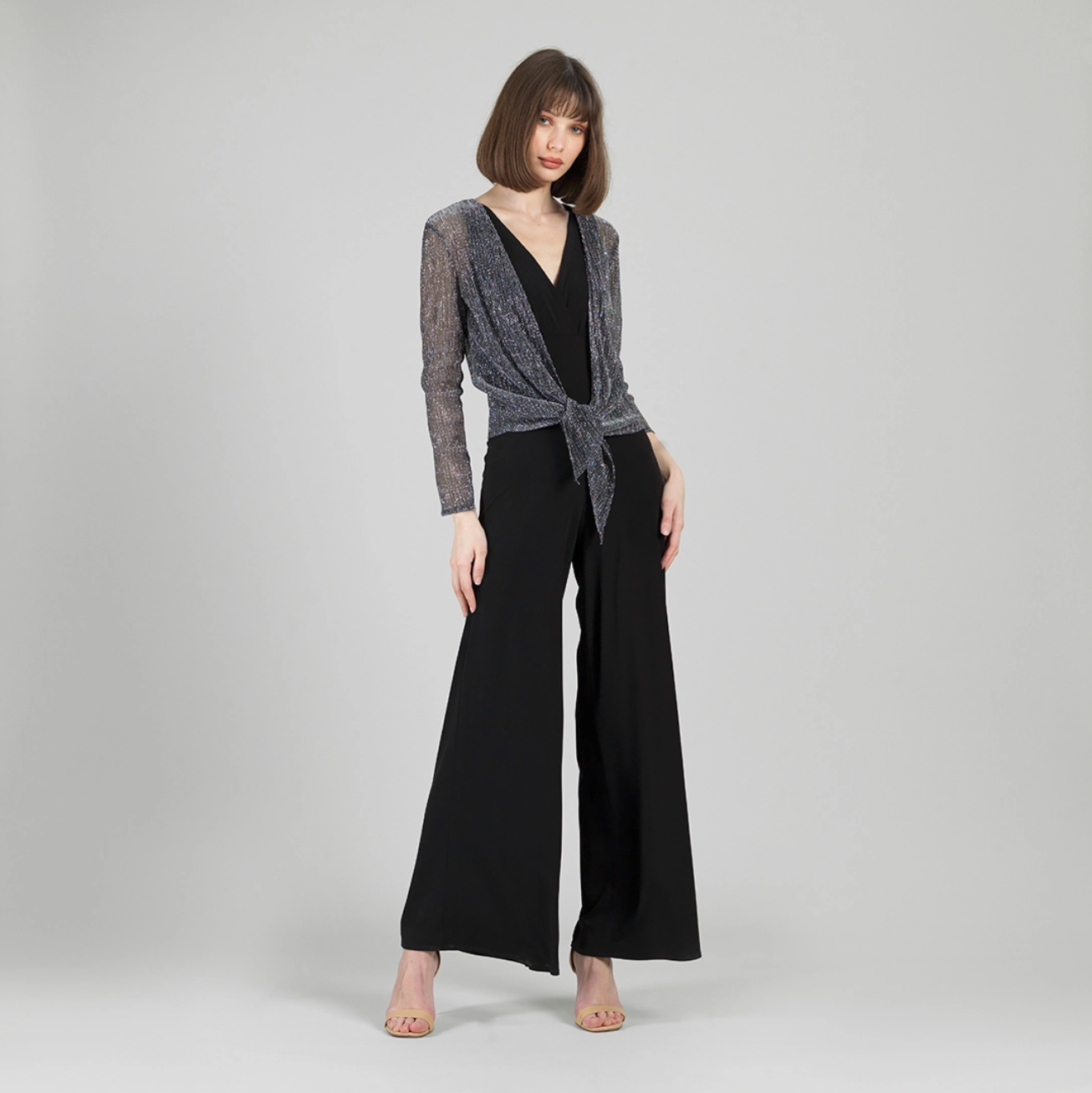 Sheer Shimmer Tie Front Cardigan